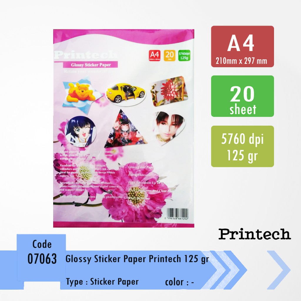  Kertas  stiker  Glossy  A4 Printech 125 gr Shopee Indonesia