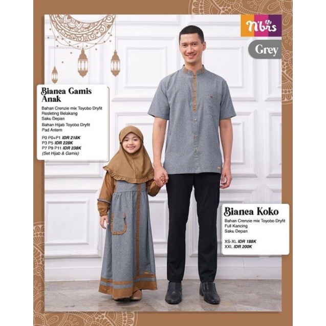 Fashion Sarimbit Nibras Gamis Anak Perempuan Bianca Grey Terbaru