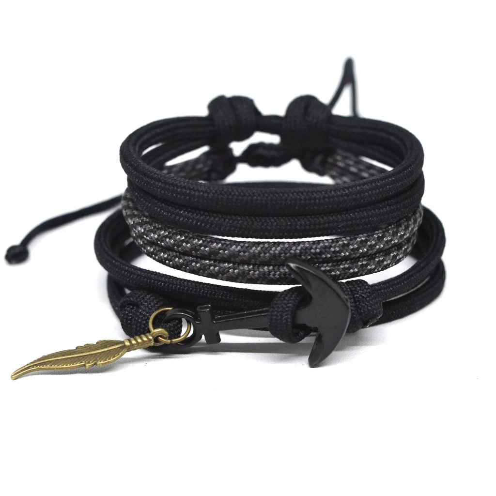 Gelang Pria Paracord Jangkar Paket Hitam