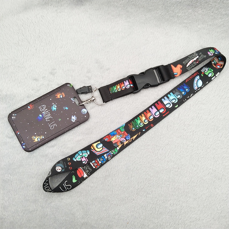 Space Leher Lanyard ID Card Lengan Pemegang 3D Gantungan Kunci Sling untuk Ponsel Case ID Kartu Lencana Aksesoris Kunci dengan Klip Gesper dan Pesona Hard Card Case