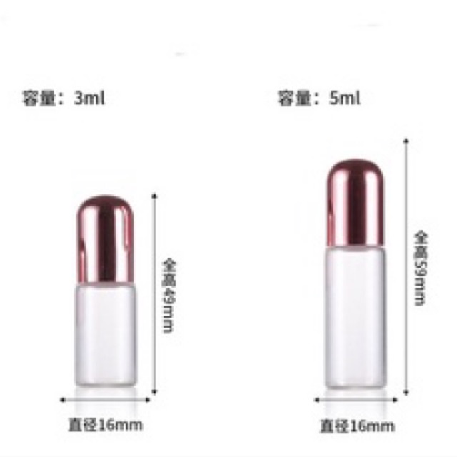 2ml Botol Clear Tutup Rose Gold Pink Roll On Glass Perfume Essential Oil Vials Stainless Roller Ball Travel Clear Bottle