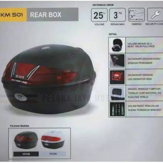 Box Motor Box Belakang Motor KMI Type 501 Kapasitas 25 Liter Packing Free Bubble