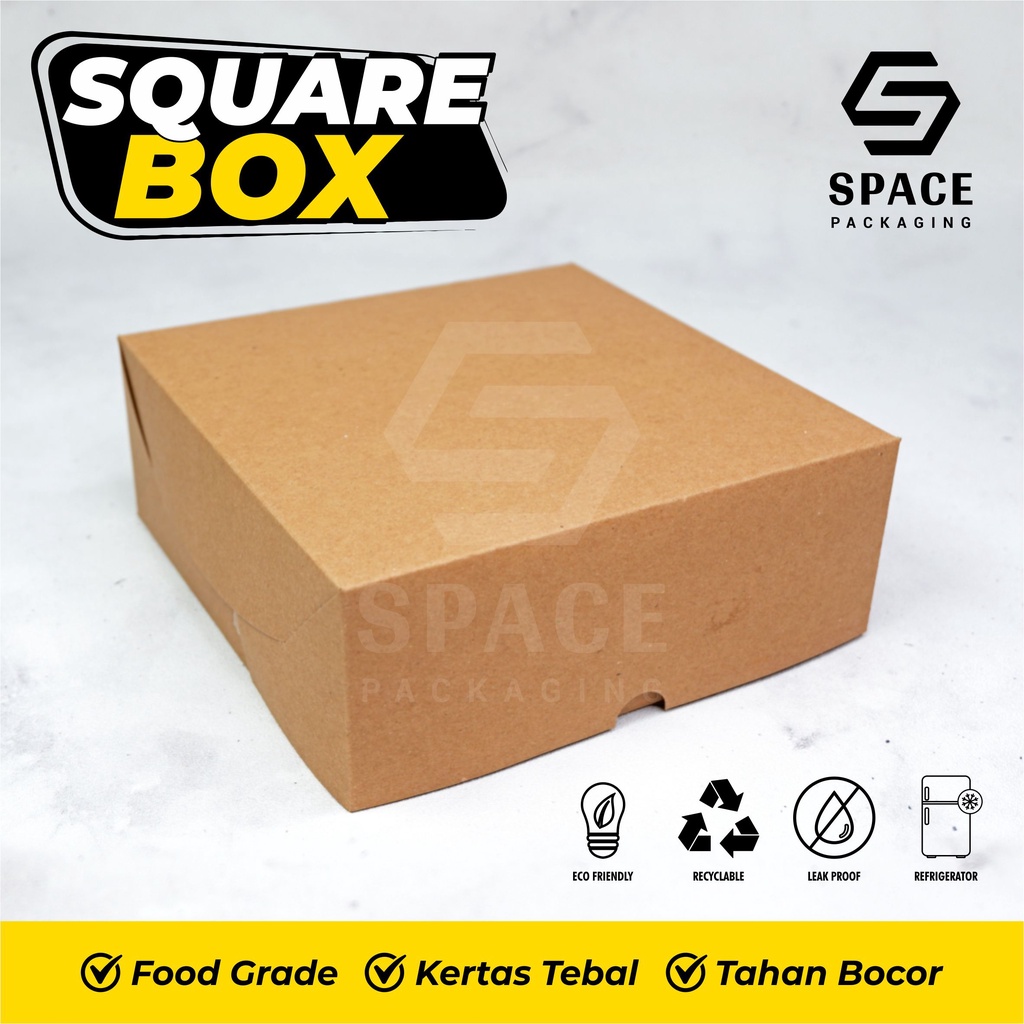 Square Box Bahan Kraft Size XL - Full Laminasi - Dus Roti