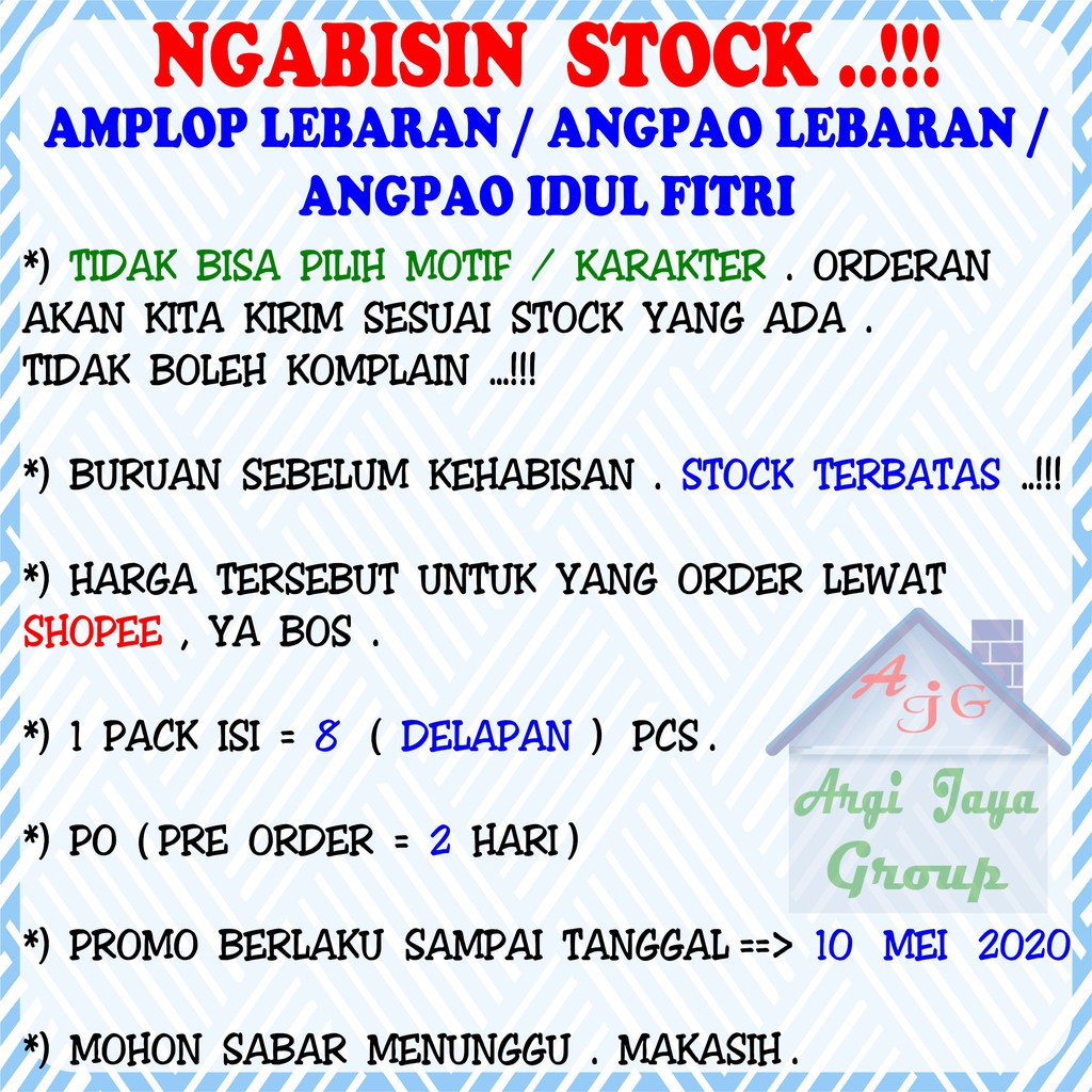 

Ngabisin Stock ! Amplop / Angpao Lebaran / Idul Fitri / Ramadhan / Kartun