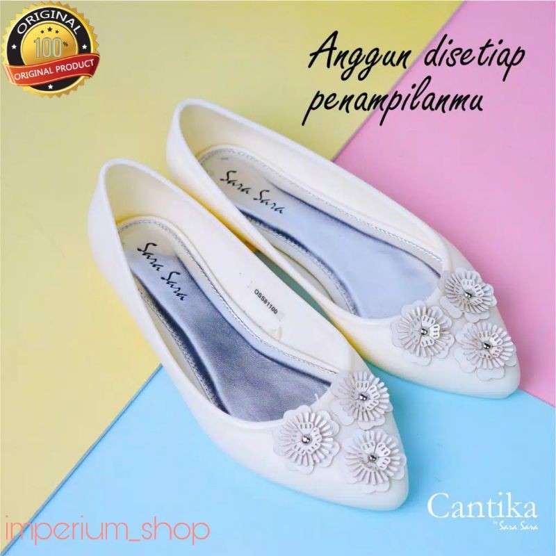 Sara Sara CANTIKA Sepatu Flat Jelly Sepatu Teplek Wanita untuk Kerja Fashion Santai