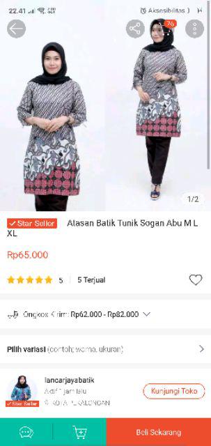 Atasan Batik Tunik Sogan Unggul Jaya