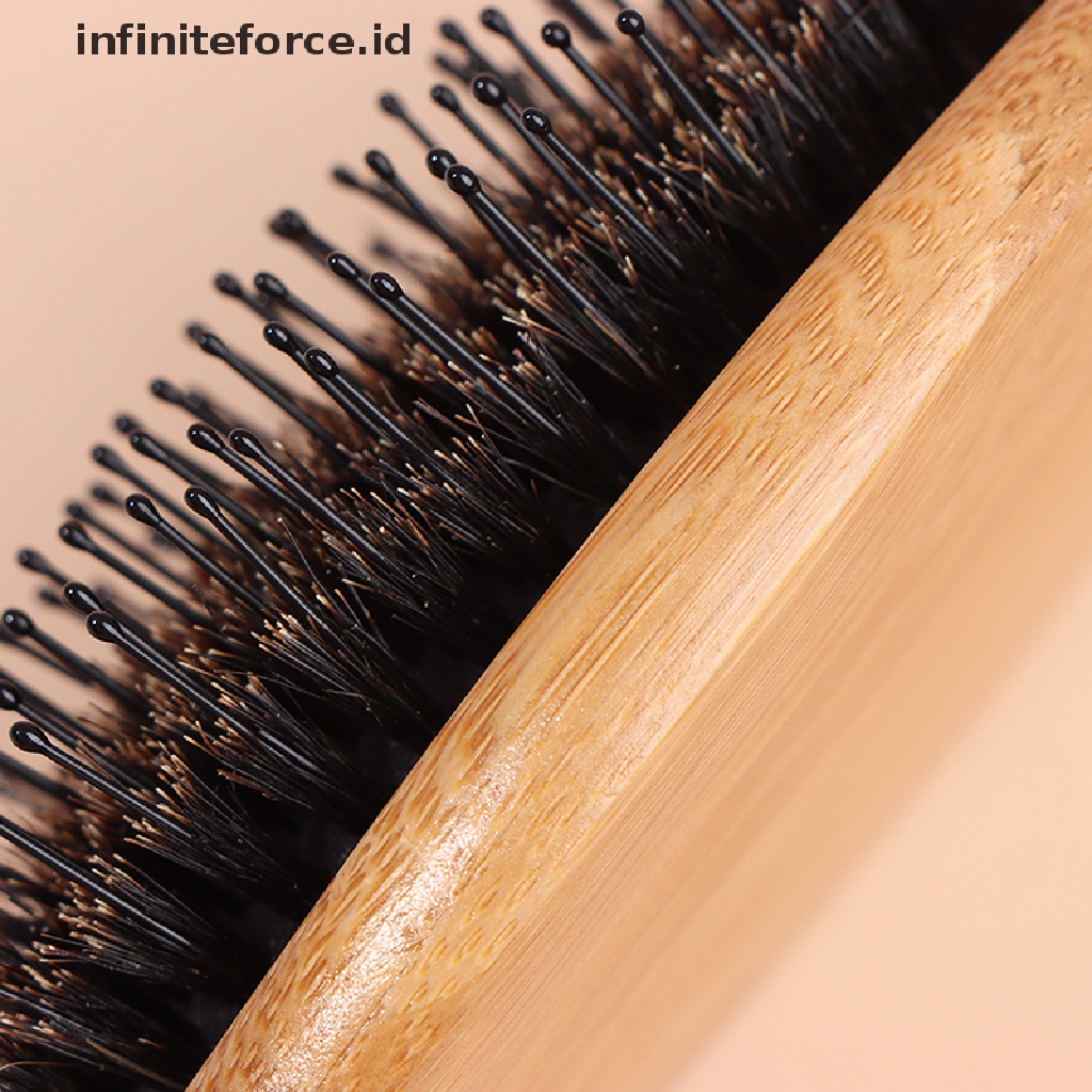 (Infiniteforce.Id) Sisir Bristle Pelurus Jenggot Gagang Kayu