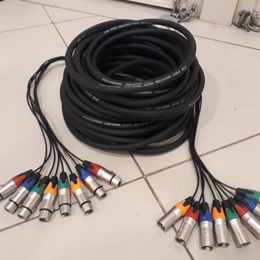 Snake Kabel isi 8 Komplit + Konektor Jack XLR Male-Female 4 Meter