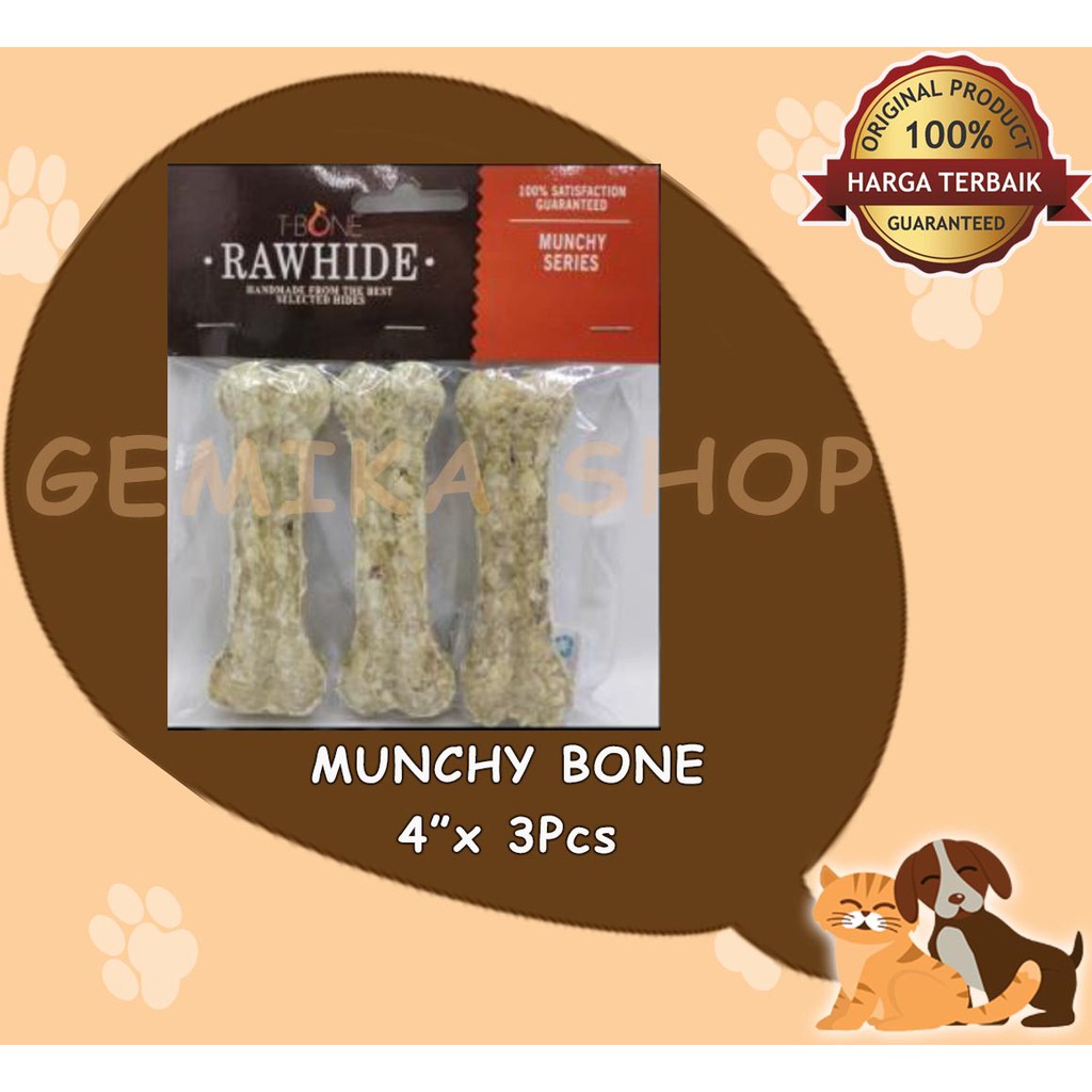 SNACK ANJING TBONE RAWHIDE MUNCHY 4&quot; ISI 3 PCS / DOG FOOD