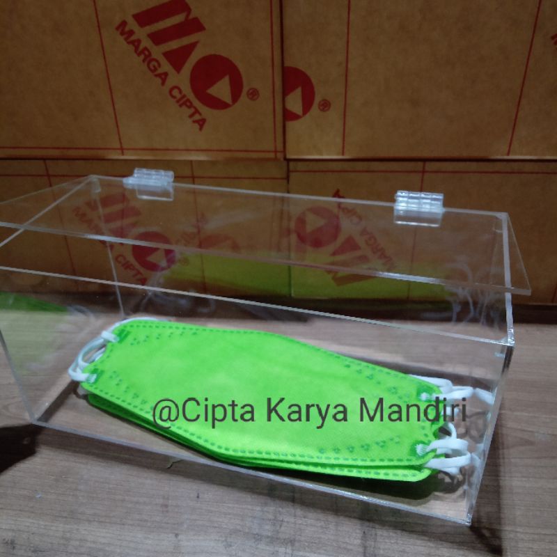 Promo Murah Kotak Masker Duckbill Tutup Engsel Bahan Full Akrilik