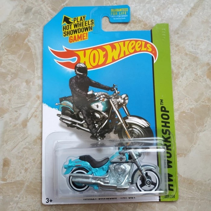 Hotwheels Harley Davidson Fat Boy Moge Classic Motorcycle Keren Rare