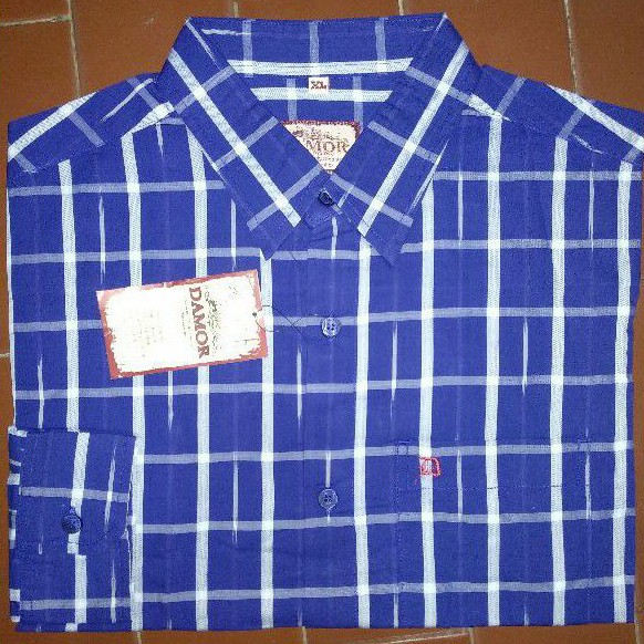 Kemeja Casual Pria Lengan Pendek Bahan Katun HALUS BAGUS DAMOR ORIGINAL Warna Biru S M L XL
