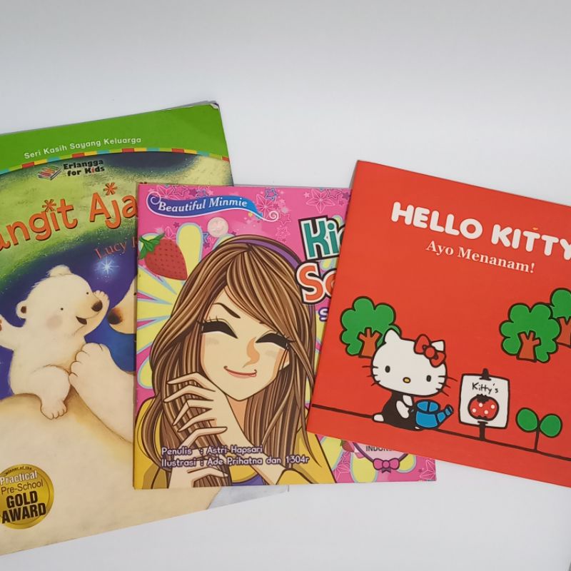 Langit Ajaib & Hello Kitty Ayo Menanam  & Beautiful Minmie Kids Salon ( Salon Anak) | Buku Preloved 