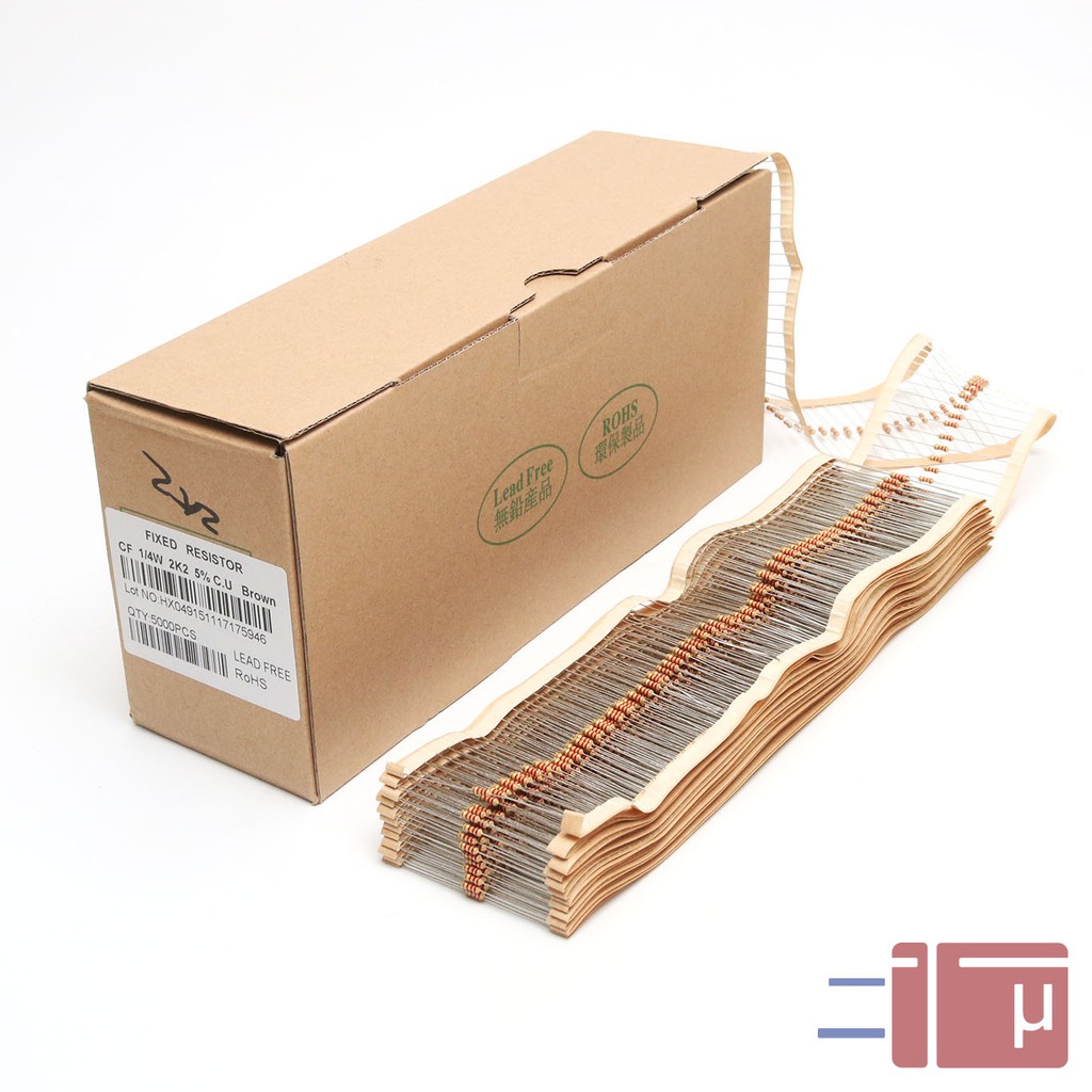 x10 Resistor 2K2 2.2K 1/4W Karbon 5% Taiwan Kaki Tembaga