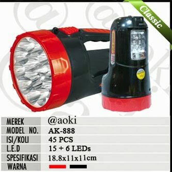 COD SENTER LED 15LED+6LED LAMPU SAMPING AOKI AK 888//SENTER EMERGENCY AOKI AK-888