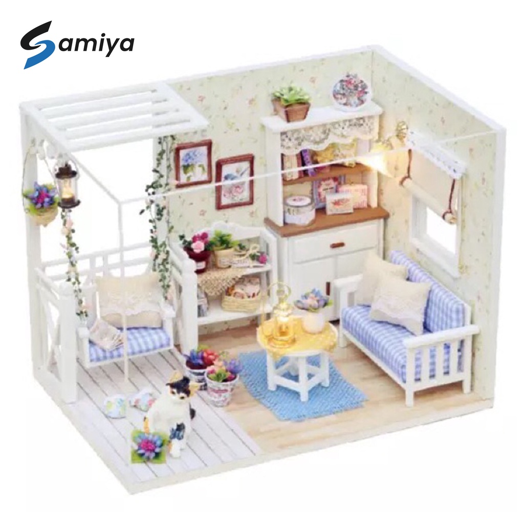 Doll house miniature / miniatur rumah / wooden puzzle house / DIY craft house / miniatur kitten