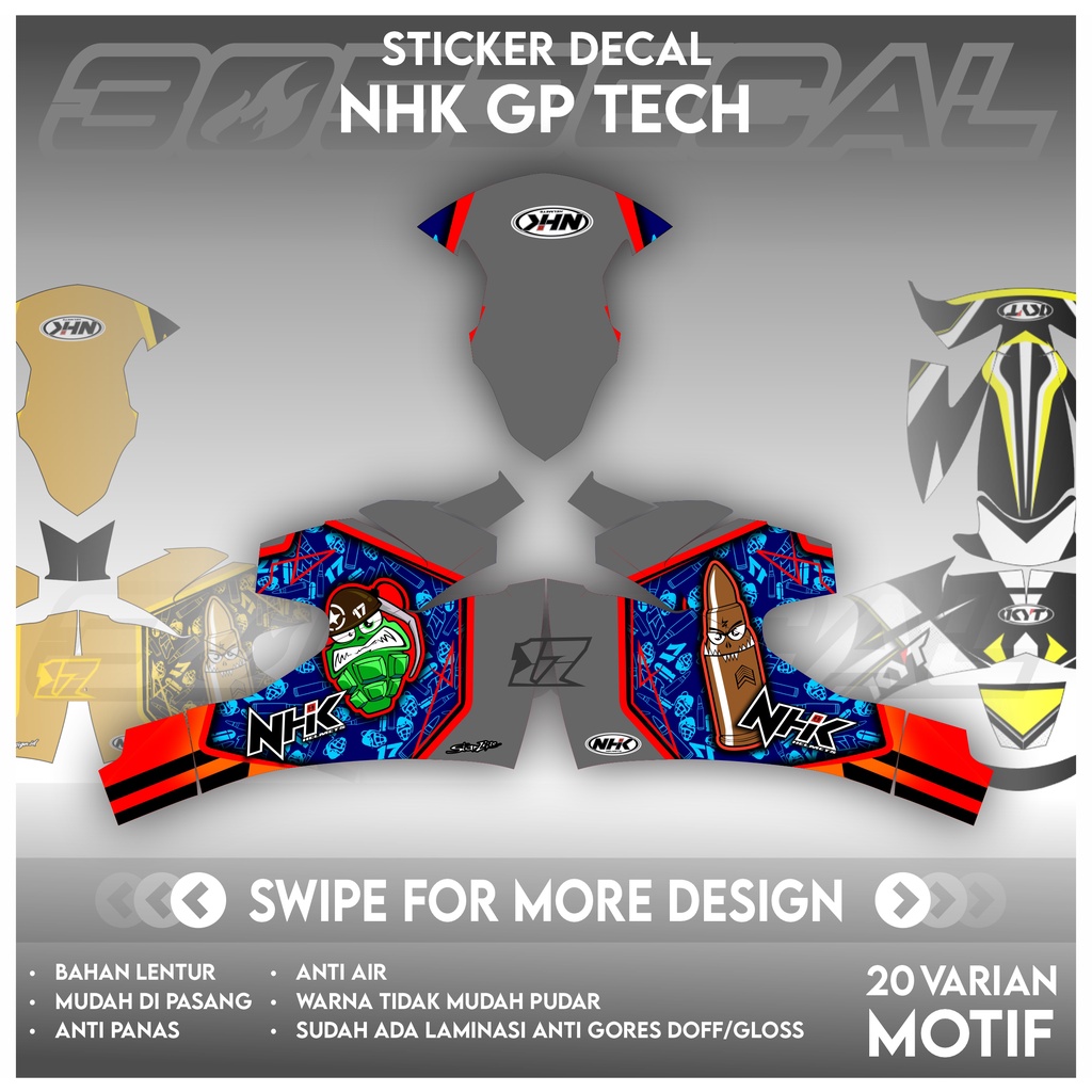 Sticker Decal Helm NHK GPTECH Part 1 | Decal Helm | Decal Sticker
