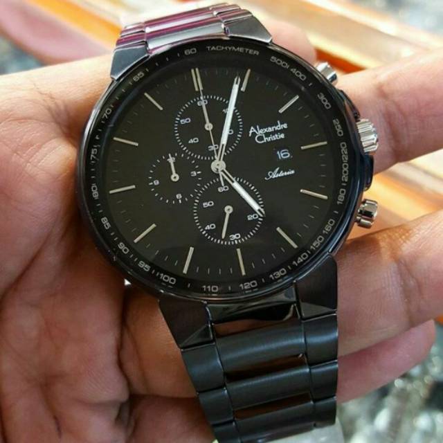 ALEXANDRE CHRISTIE AC6462 BLACK JAM TANGAN PRIA ORIGINAL