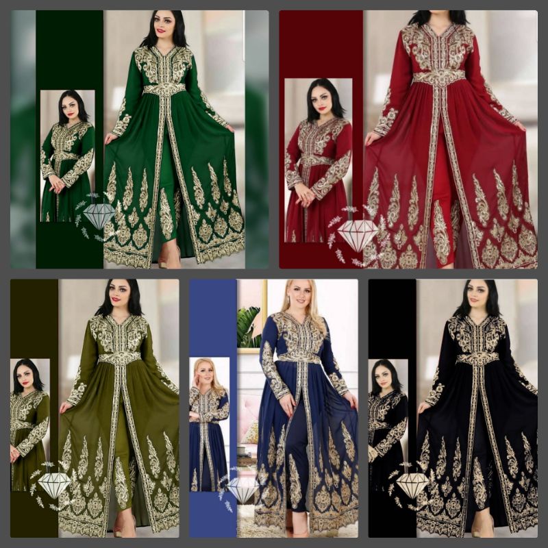 SET JAIPUR PAKAIAN WANITA FASHION STELAN ATASAN MAXY DAN CELANA MOSCREPE BORDIR ASLI