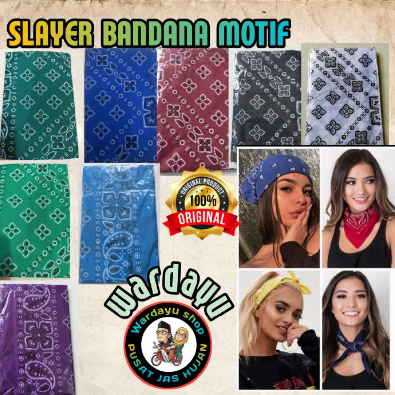 Sleyer Bandana Mask Scarf Murah Terlaris Kualitas Terbaik Kain Katun Kotak / Slayer batik Masker Penutup Mulut 1kg 30biji Wanita Pria