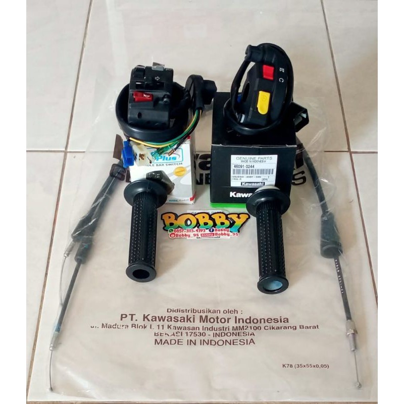 Holder set kanan ninja rr dobel stater , holder kiri vixion old , kabel gas dan handgrip ninja