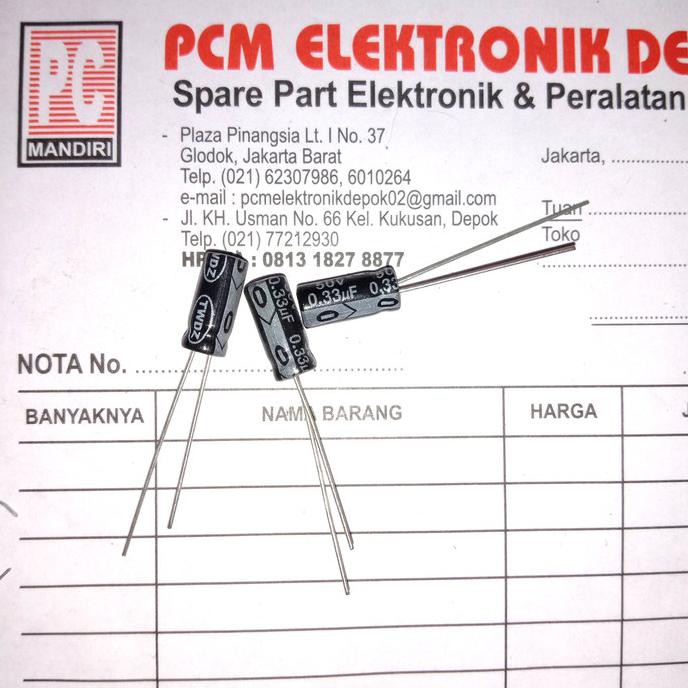 0.33Uf 50V 0.33Uf50V 0.33 Uf 50 V 0.33,50V Elko Kapasitor Polar Pcmelebik54 Dijamin