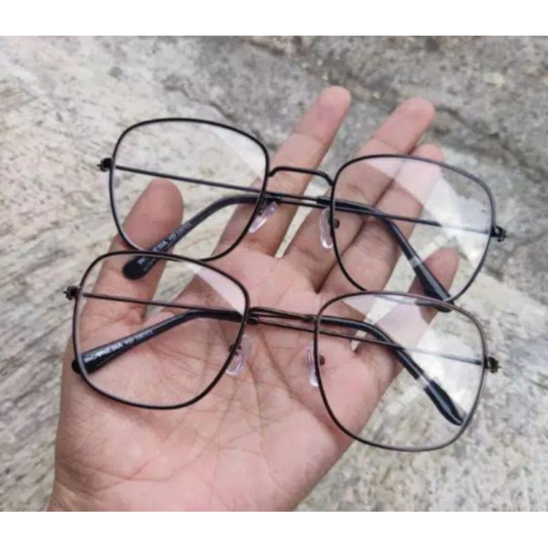 frame kacamata kotak besi fashion pria & wanita