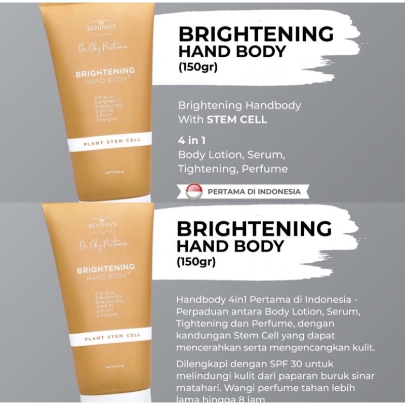 Bening's BRIGHTENING HANDBODY GOLD | LOTION PENCERAH