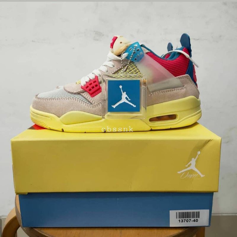 Jordan 4 Retro Union Guava Ice - Light Bone Brigade Blue