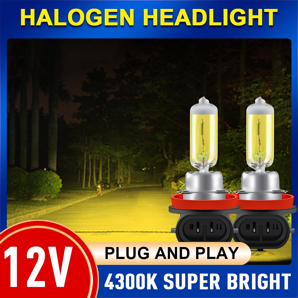 2pcs Lampu Halogen H1 H3 H4 H7 H8 H9 H11 Hb3 Hb4 55w 12v 3000k Warna Kuning Untuk Fog Lamp Mobil / Motor