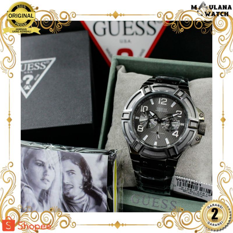 JAM TANGAN PRIA WANITA | RANTAI | KULIT | KARET | MURAH | PRIA GUESS W0218G1 ORIGINAL