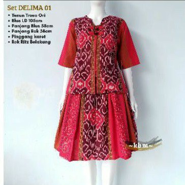 set delima merah merona ori tenun troso modern dan trendy