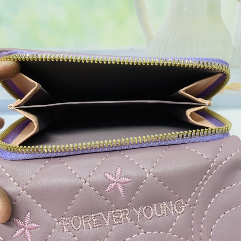 DOMPET WANITA BORDIR SEDANG IMPORT KOREAN STYLE UKURAN PANJANG SEDANG MODEL LIPAT 3 DENGAN RESLETING/ZIPPER