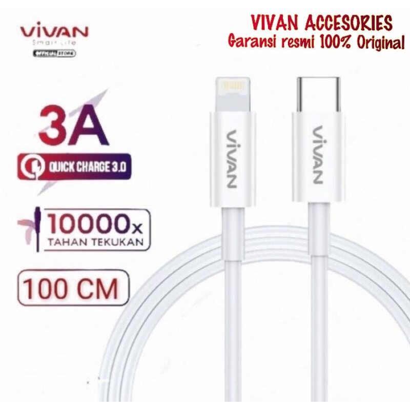 VIVAN KCL100S Kabel Data Cable Type-C To iPhone Lighting 100cm- Fast Charging