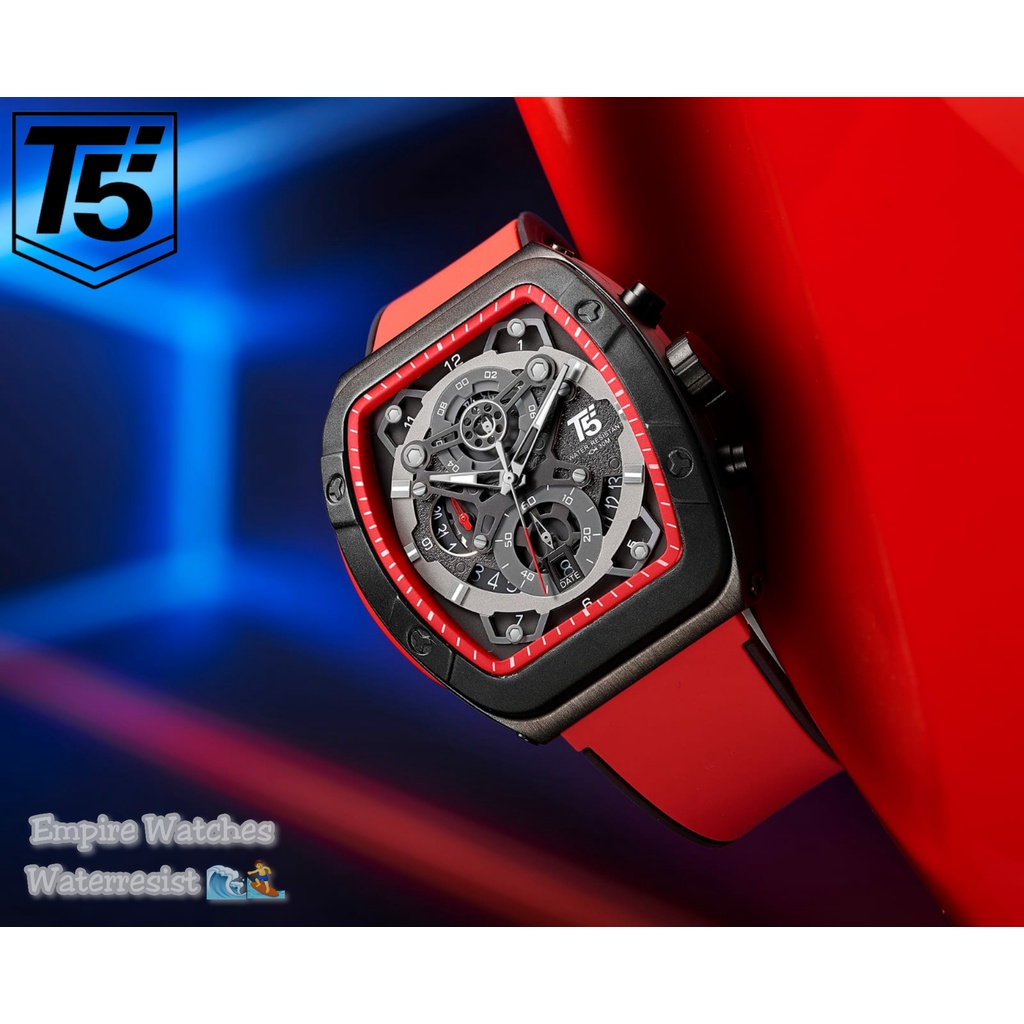 Jam Tangan T5 H3857G H3857 3857 Pria Cowok Analog Chrono dan Tanggal Aktif Strap Rubber Kualitas Ori