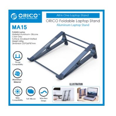 Laptop ipad mac-book tab orico aluminium raise sight portable foldable anti slip ma15 ma-15