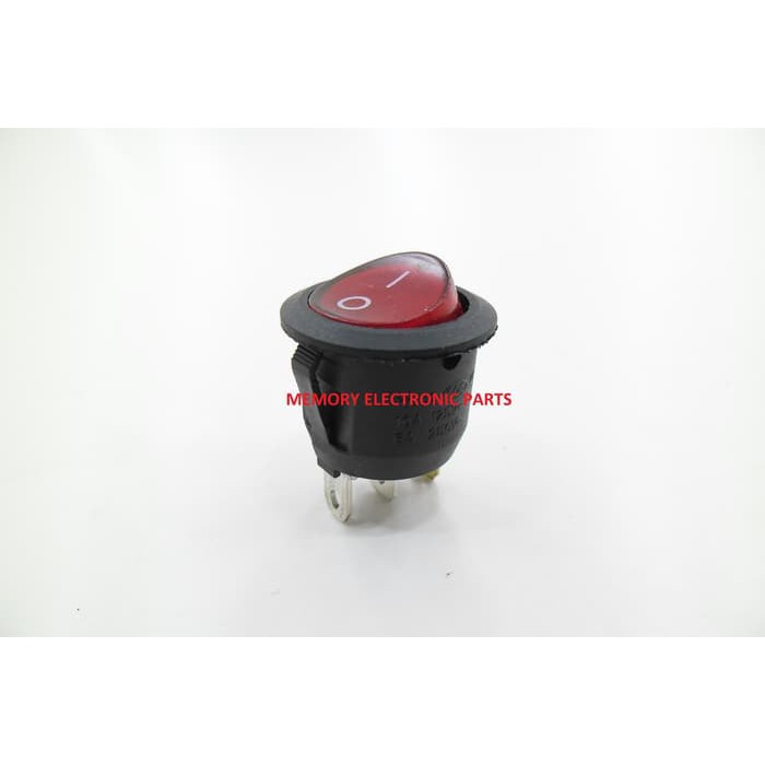 ROCKER SWITCH SAKLAR POWER BULAT 3 PIN + LAMPU