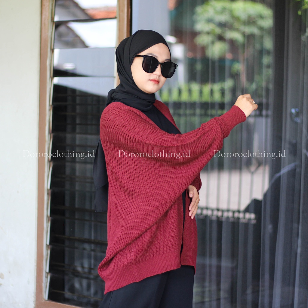 Cardigan Rajut Batwing Oversize Cardigan Jumbo Wanita Lengan Panjang