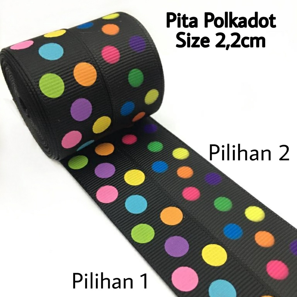 5 YARD - PITA KADO HAMPERS | GROSGRAIN MOTIF POLKADOT | BUNGA | CUP CAKE