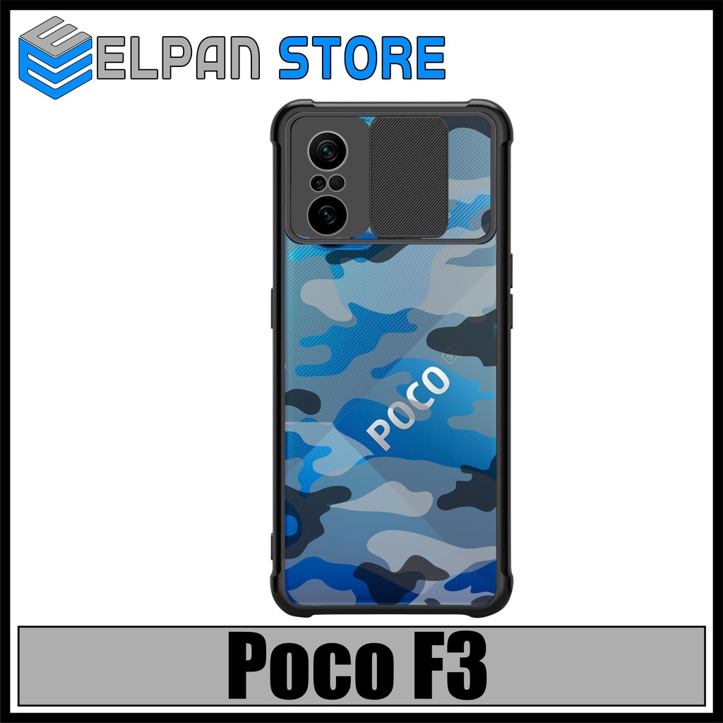 Case Poco F3 Softcase Slide Army Camera Protect Cover Slide Armor Bumper