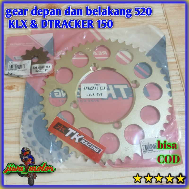 gear gir depan dan belakang 520 klx dtracker 150 TK racing gir depan belakang klx dtracker 150 520 u