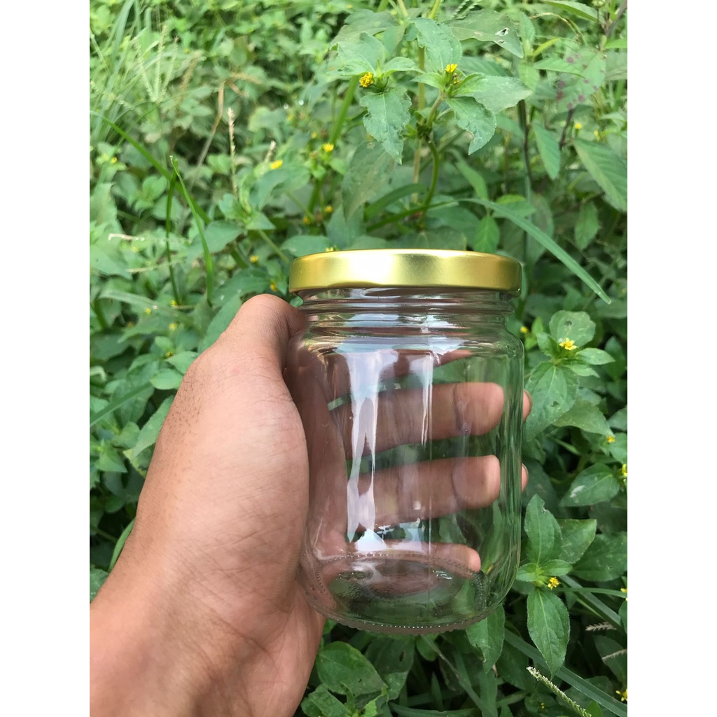 Jar kaca250ml madu / jar sambal 250 ml - Tutup Emas