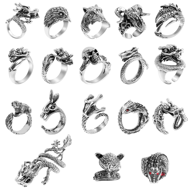 [Fashion Simple Retro Adjustable Exaggerated Dragon Rings For Men] [ Elegant Finger Ring] [Lovely Jewelry Gifts For Boy Friends]