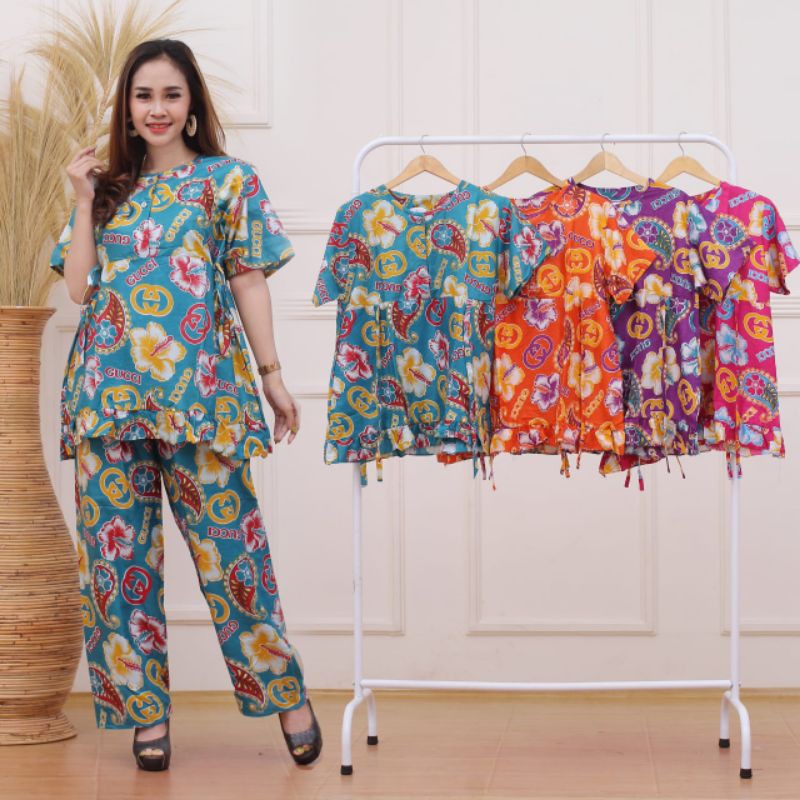 COD TERMURAH/ Baju Santai Harian/ Daster Kancing Busui/ Setelan Cp Gucci Kembang