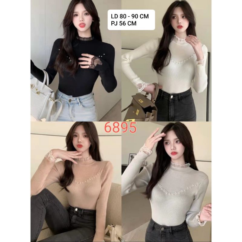BLOUSE KNIT IMPORT KOREA#BAJU RAJUT LENGAN PANJANG