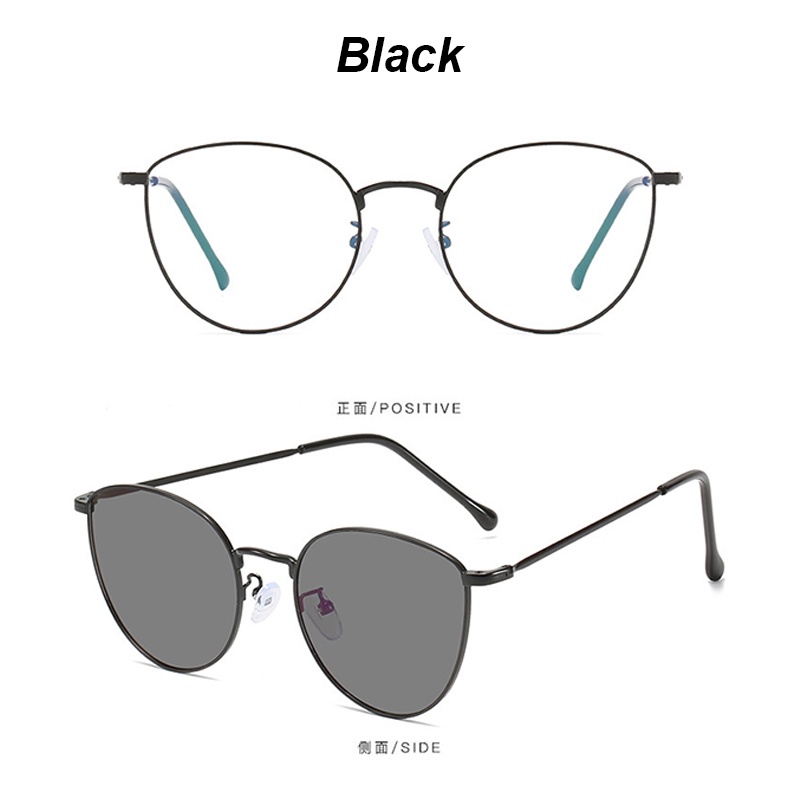 Kacamata Lensa Photocromic + Anti Radiasi Blueray (Bluechromic) Pria Wanita Frame Besi Photochromic-Photocromic#5