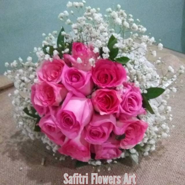 Buket Pengantin/ Wedding Bouquet / Bunga Asli / Mawar Holland/ Bunga Import / Special Gift