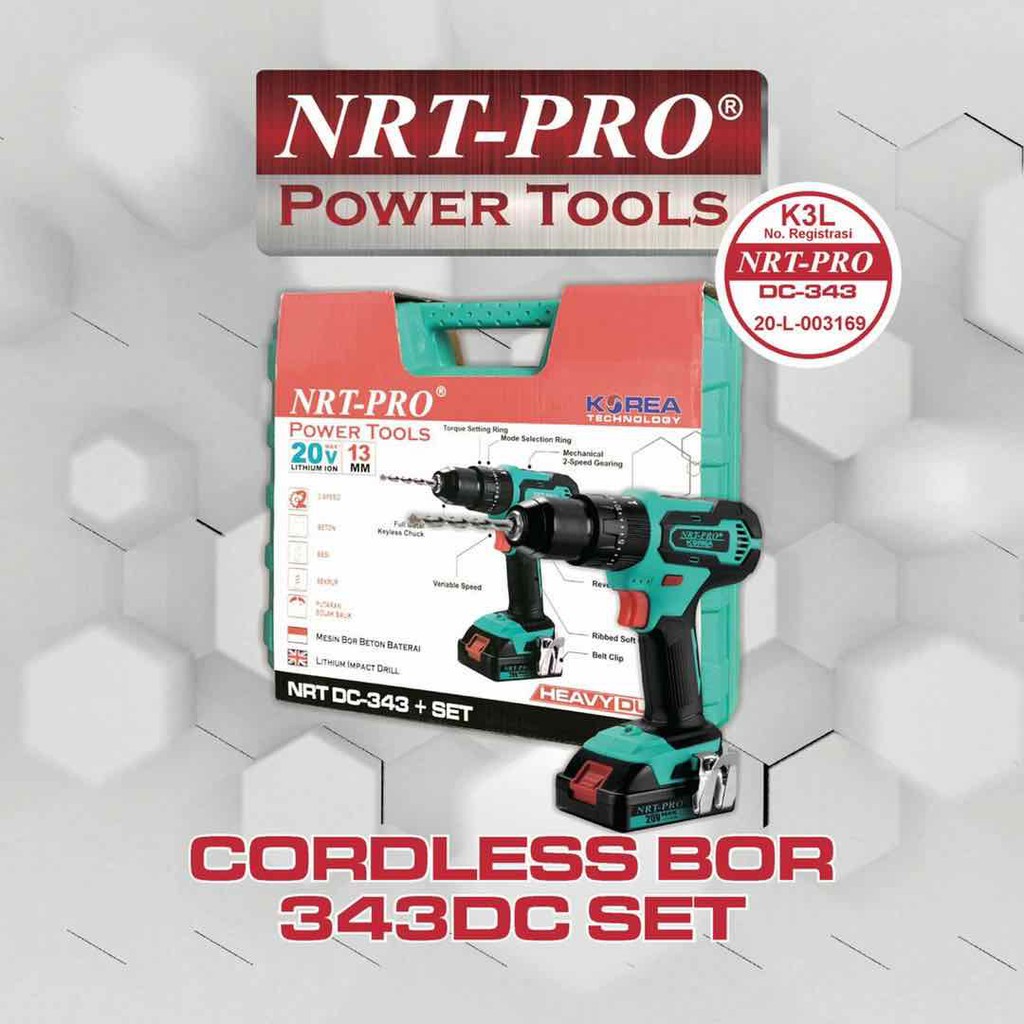 NRT-PRO Cordless Bor Beton / Bor beton Baterai Type 343 DC