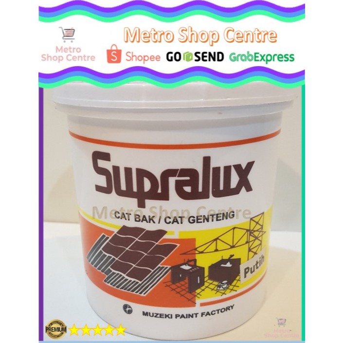 Supralux- Cat Bak/Genteng/Kolam Warna Putih (White) 1 Kg / 1 Kilogram (Kaleng) Muzeki Paint Factory