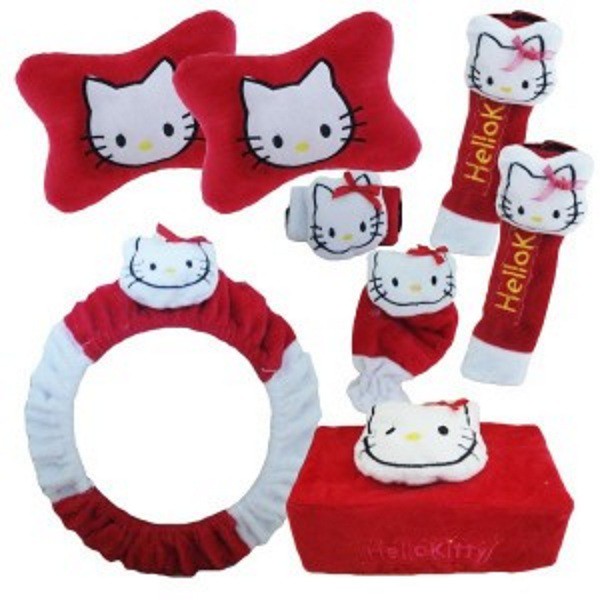 Bantal Mobil 6 in 1 Extra Premium Hello Kitty Red